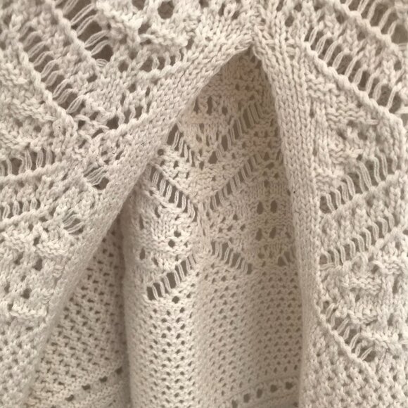 Aritzia Sunday best Freshman open weave/knit cardigan creme women S crochet maxi - Picture 8 of 12